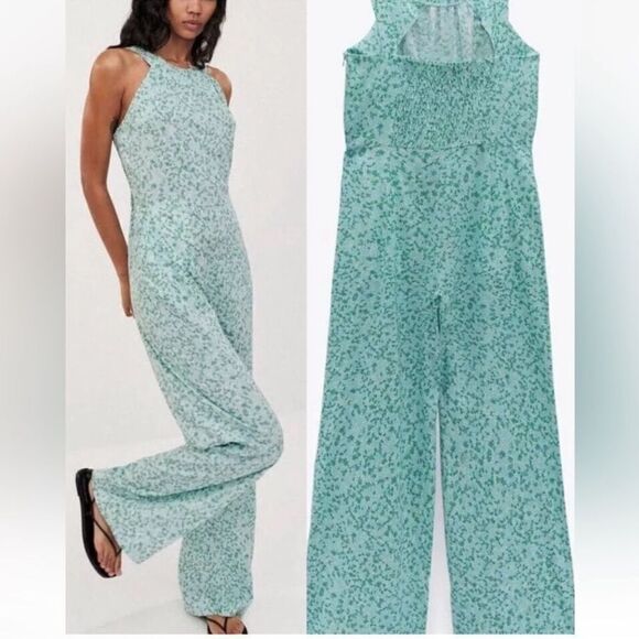 Zara Floral Print Linen Blend Jumpsuit(Size Medium) - Picture 2 of 11